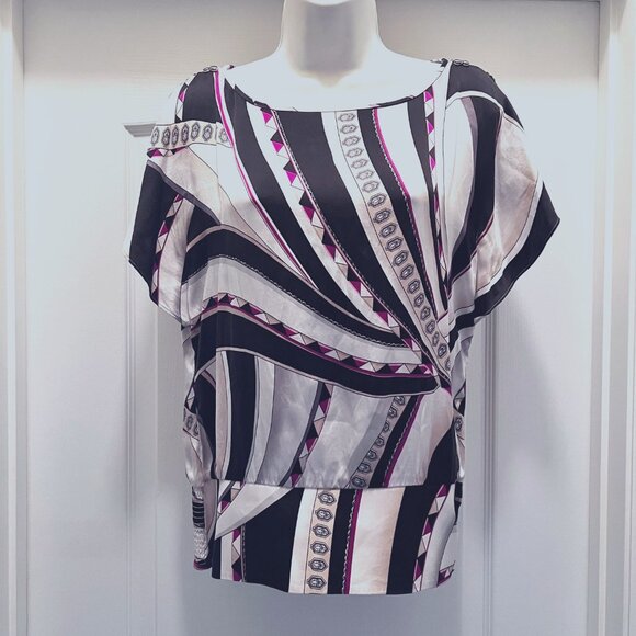 White House Black Market Silk Stretch Fitted Waist Cut Out Shoulder-Small-Short - Picture 2 of 15